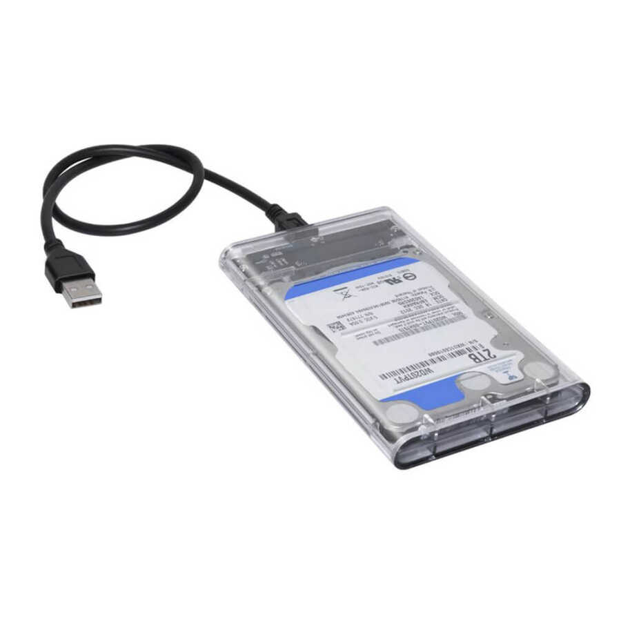 2.5 inç Sata USB Hdd Ssd Harddisk Kutusu - Şeffaf - Mini USB Girişli