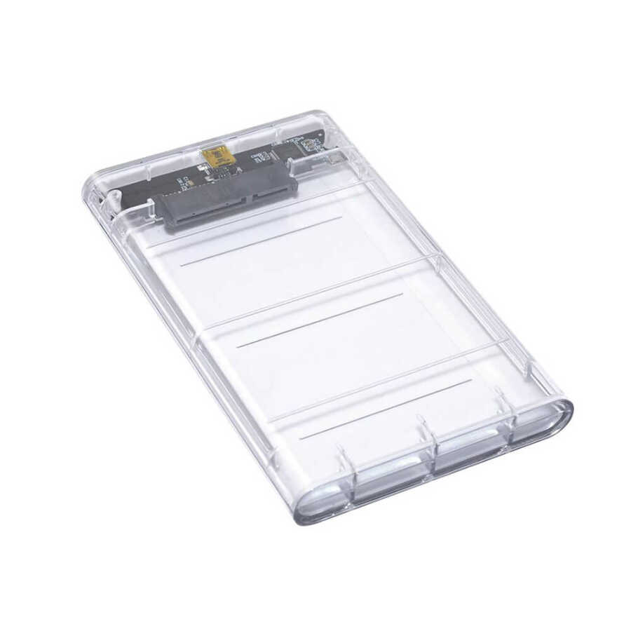 2.5 inç Sata USB Hdd Ssd Harddisk Kutusu - Şeffaf - Mini USB Girişli