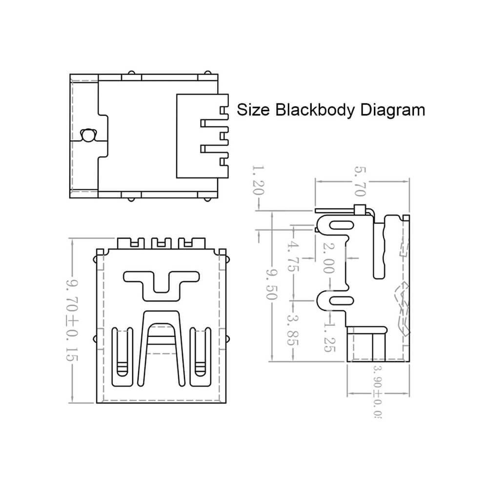 5 Pin Mini Usb Soket Usb Type-B 90 Derece Konnektör Lehimlik