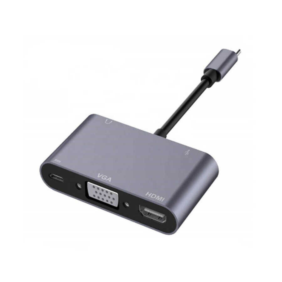 Type-C To 4K Hdmi Vga Çevirici Dönüştürücü Kablo USB 3.0 OTG Audio Ses , Usb C Adaptör 5 in 1