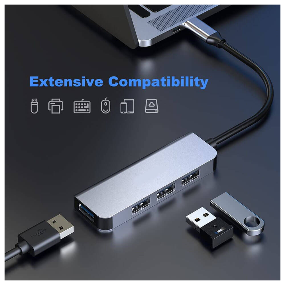 Type C 4 Port Usb 3.0 Hub Usb C Çoklayıcı Alüminyum Gövde