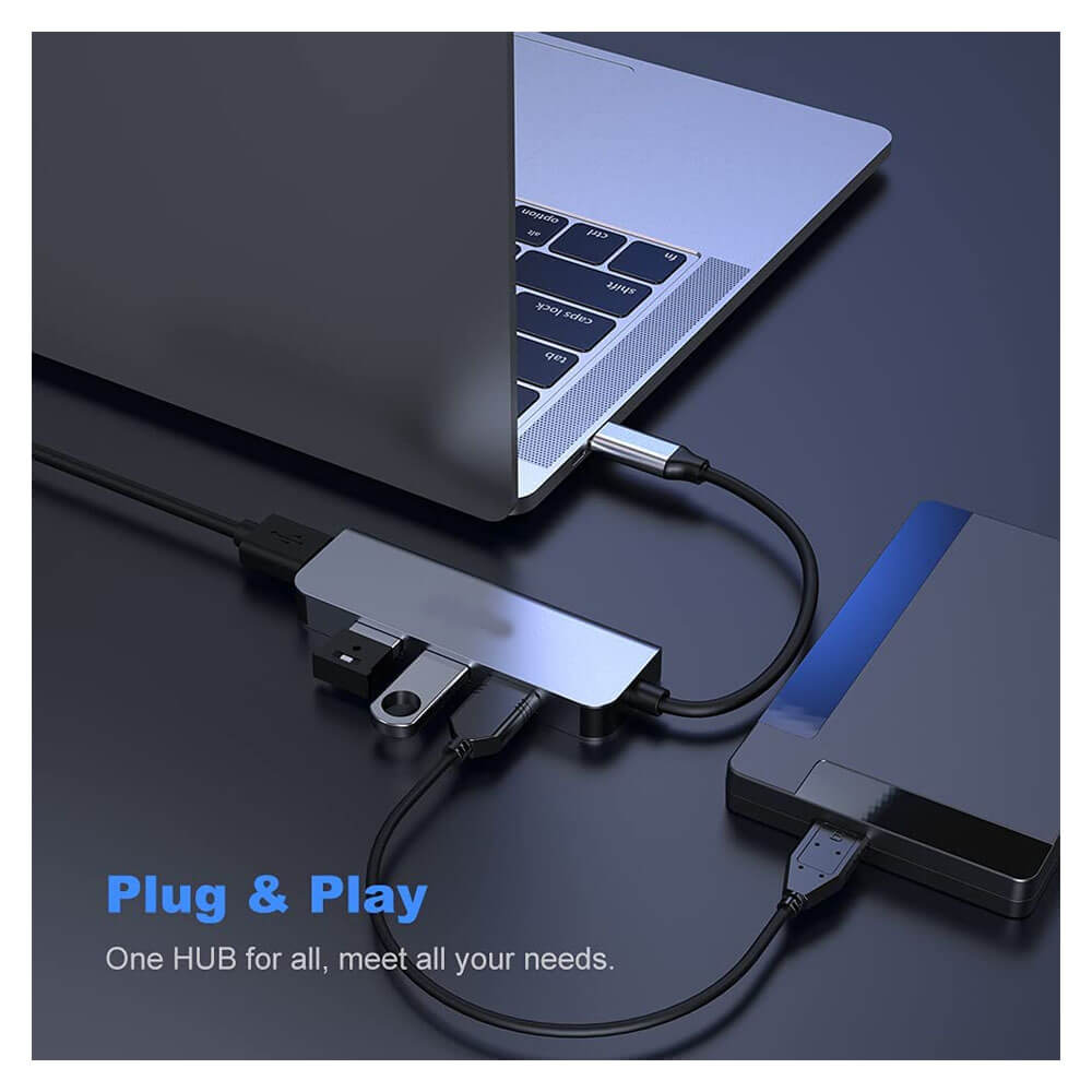Type C 4 Port Usb 3.0 Hub Usb C Çoklayıcı Alüminyum Gövde