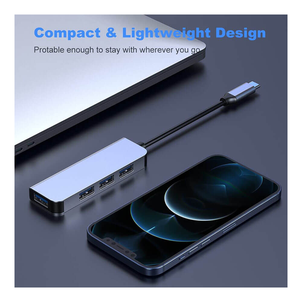 Type C 4 Port Usb 3.0 Hub Usb C Çoklayıcı Alüminyum Gövde