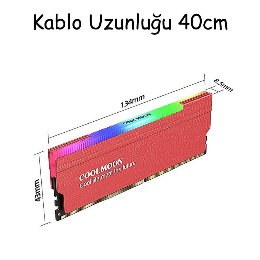 Coolmoon Argb Pasif Ram Soğutucu 5V3Pin Masaüstü Ram Soğutucu Kırmızı