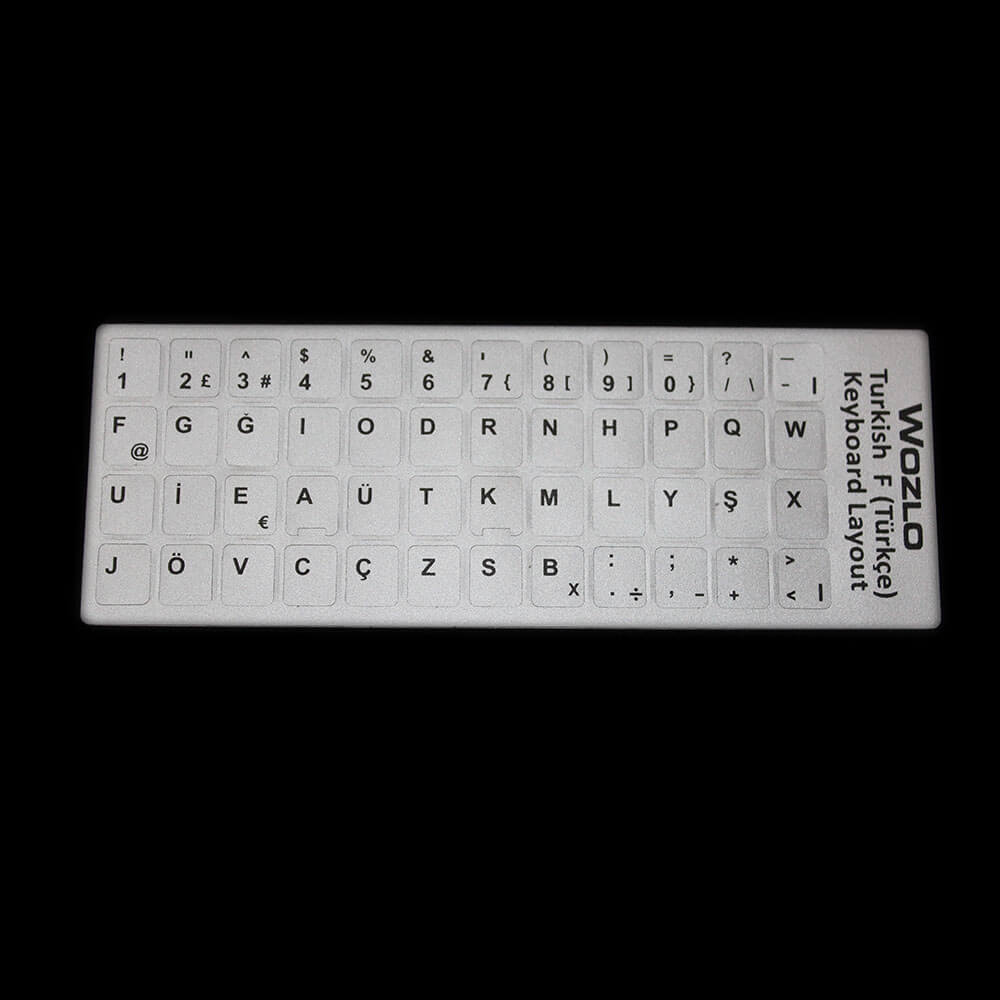 Laptoplar Için Türkçe F Klavye Sticker - Klavye Etiketi - Gri