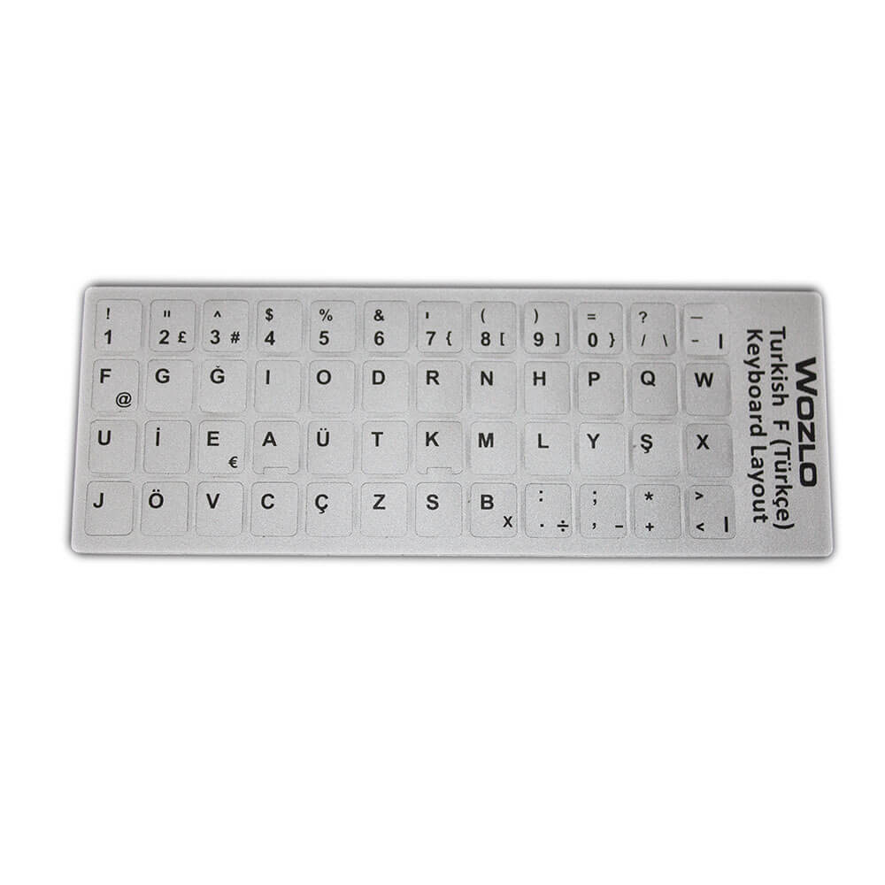 Laptoplar Için Türkçe F Klavye Sticker - Klavye Etiketi - Gri