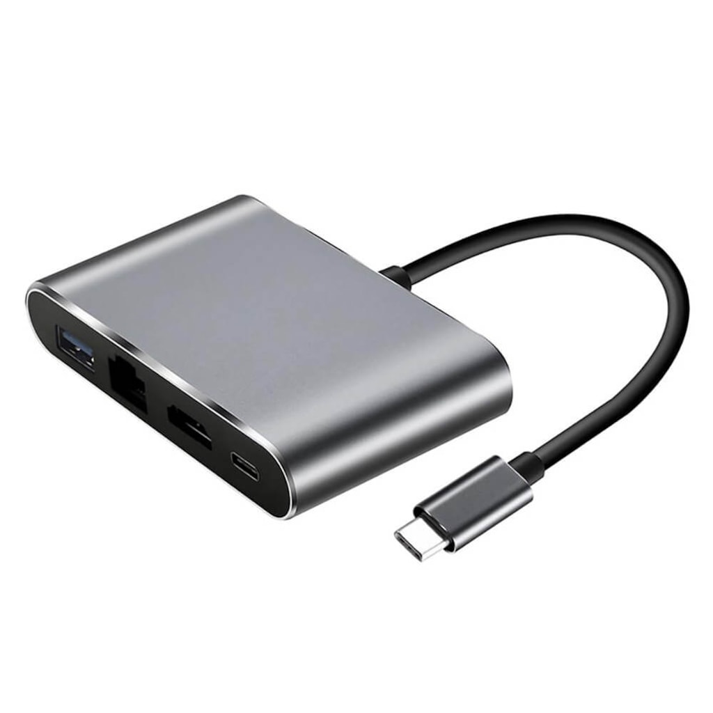 4In1 Type C To Usb 3.0 + Hdmi + Gigabit Ethernet + Type-C Adaptör (539307578)