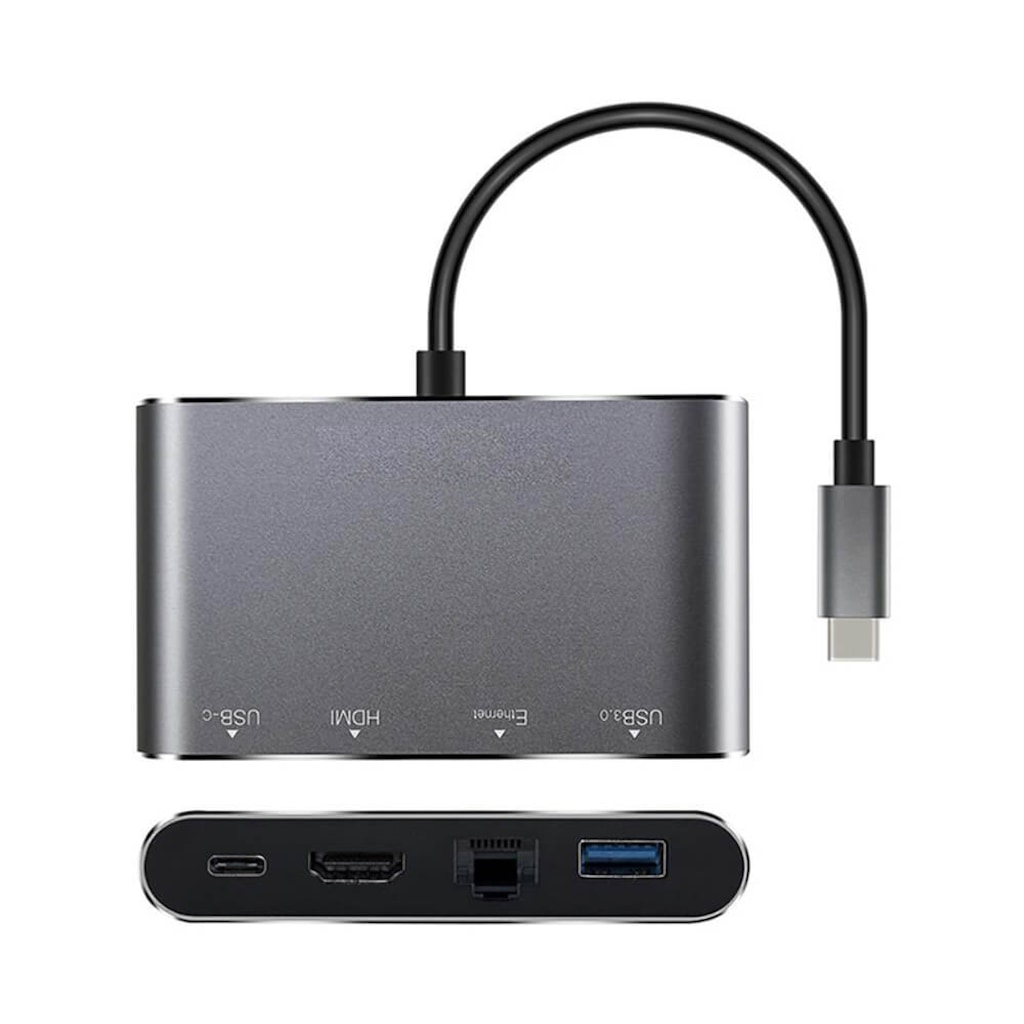 4In1 Type C To Usb 3.0 + Hdmi + Gigabit Ethernet + Type-C Adaptör (539307578)