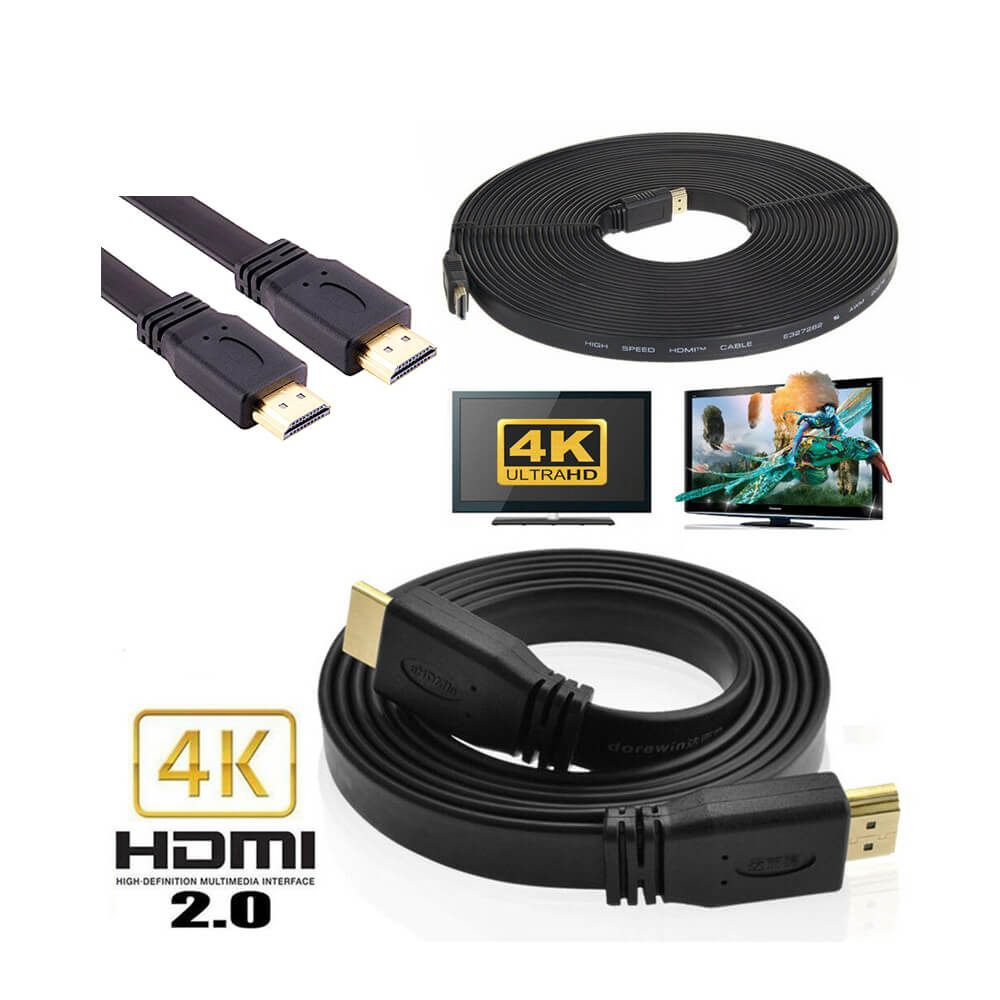 HDMI Kablo 4K Full HD 3D Destekli Yassı Flat Slim Kablo 10 M