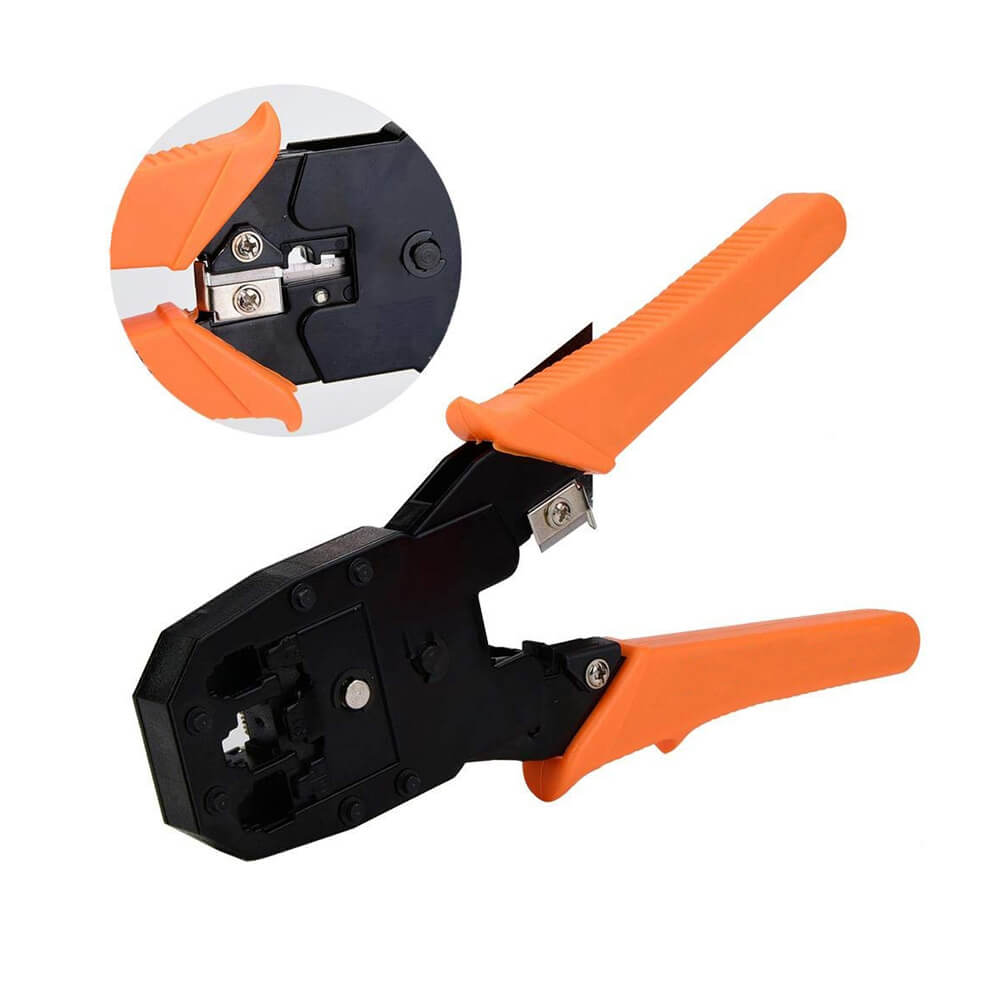 Rj45 Ethernet Rj11 Rj12 Rj45 Telefon Sıkma Çakma Pensesi Cat5 Cat6 Pense+ Kablo Soyucu - Turuncu