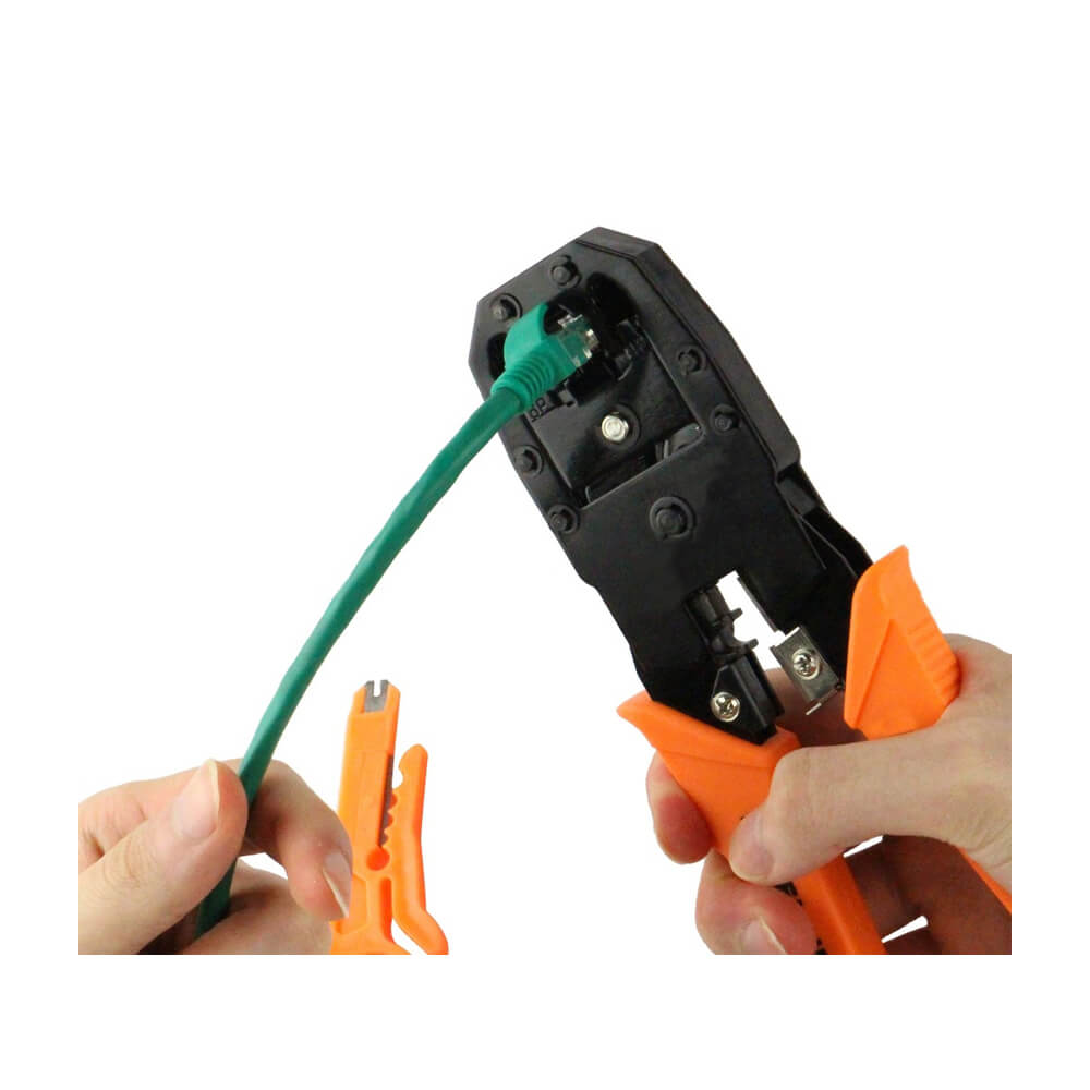 Rj45 Ethernet Rj11 Rj12 Rj45 Telefon Sıkma Çakma Pensesi Cat5 Cat6 Pense+ Kablo Soyucu - Turuncu