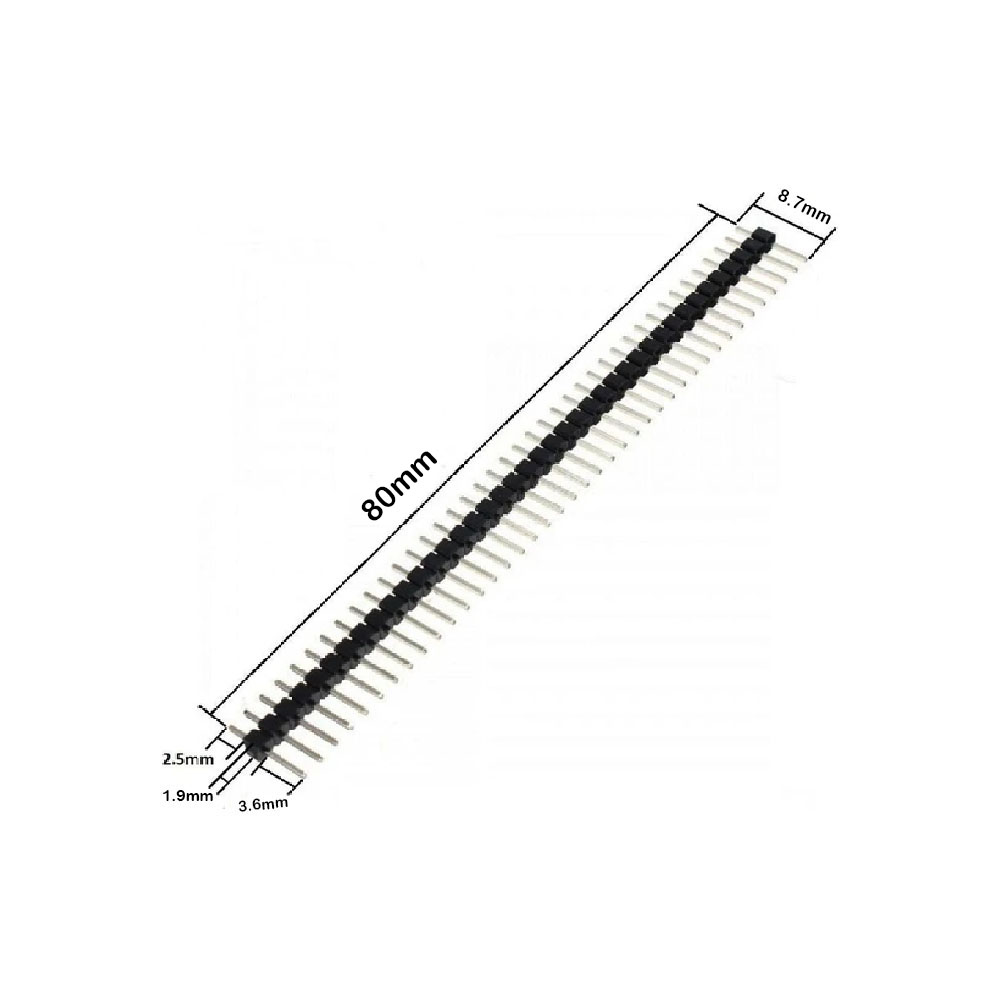 40 Pin (1x40) 8.7mm 2.00mm 180 Derece Erkek - Erkek Pin Header