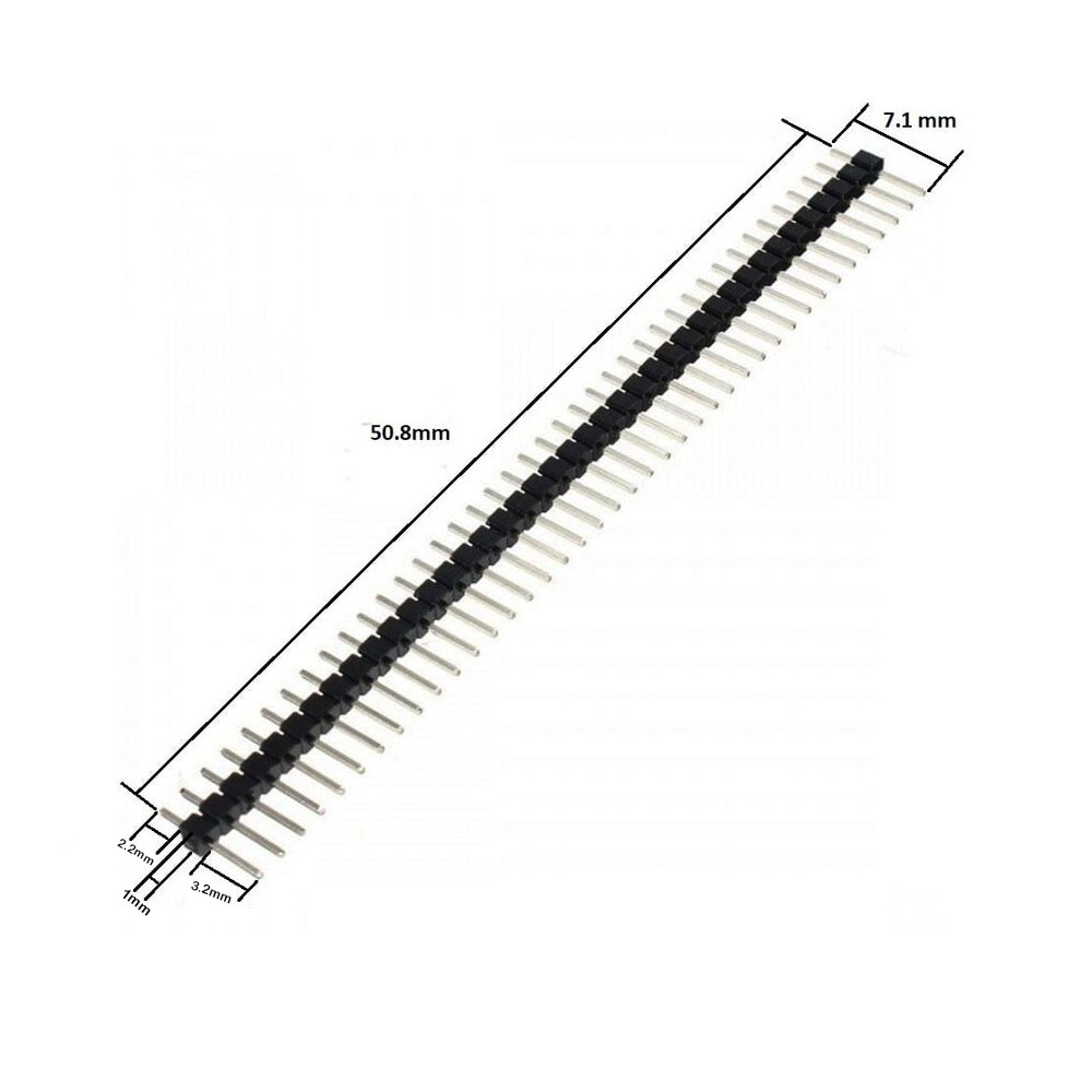 40 Pin (1x40) 7.1mm 1.27mm 180 Derece Erkek - Erkek Pin Header