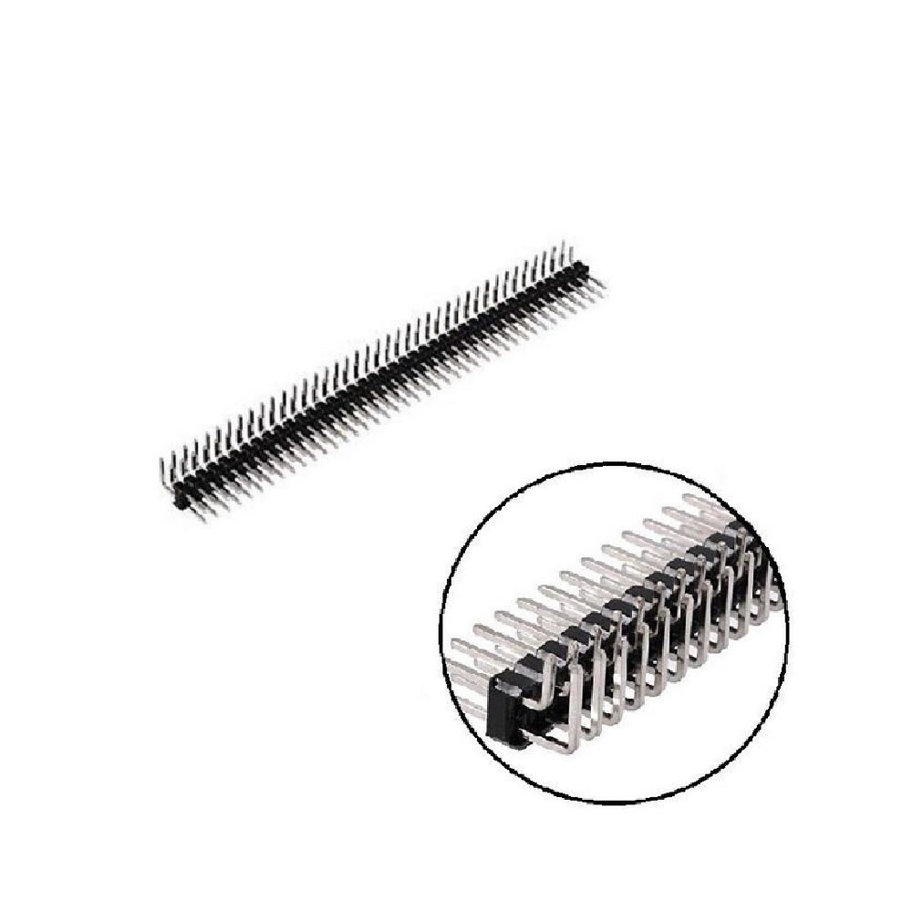 40 Pin 2x40 2.54mm 90 Derece Erkek - Erkek header Altın Kaplama