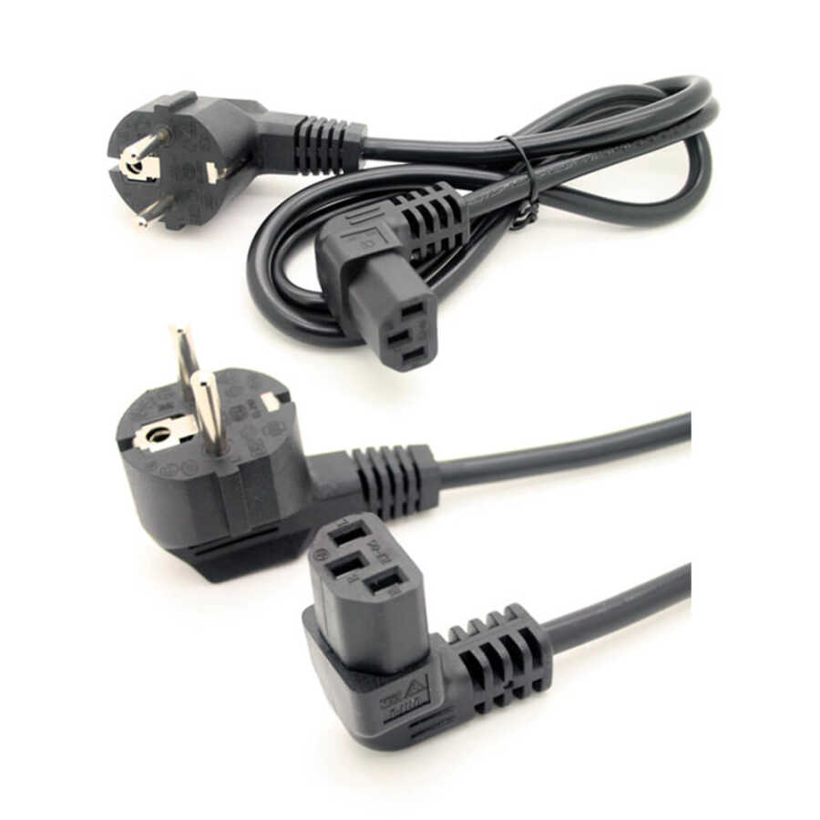 C13 Power Kablo - 90 Derece L Uç - Dik Açılı - Standart Power Kablosu - 1.8 mt - XG1