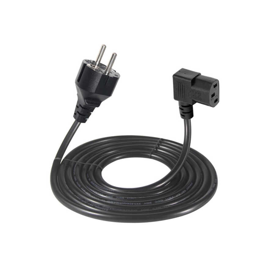 C13 Power Güç Kablosu - 90 Derece L Tip Sağ Açılı - Standart Power Kablosu - 1.8 mt