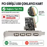 PCI USB 2.0 Genişletme Kartı 5 Port VIA VT6212L