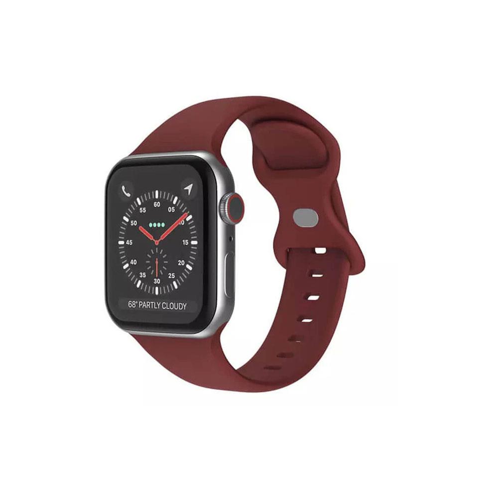 Apple Watch 1, 2, 3, 4, 5, 6, 7, 8, Se Silikon Kordon Kayış - S-m Beden 38/40/41mm - Bordo - Apple Watch BW1