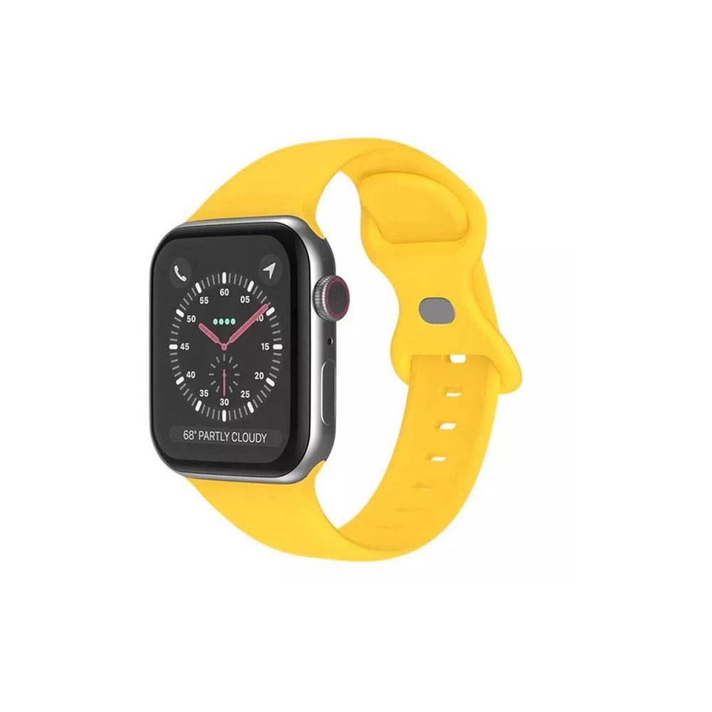 Apple Watch 1, 2, 3, 4, 5, 6, 7, 8, Se Silikon Kordon Kayış - S-m Beden 38/40/41mm - Sarı - Apple Watch BW1
