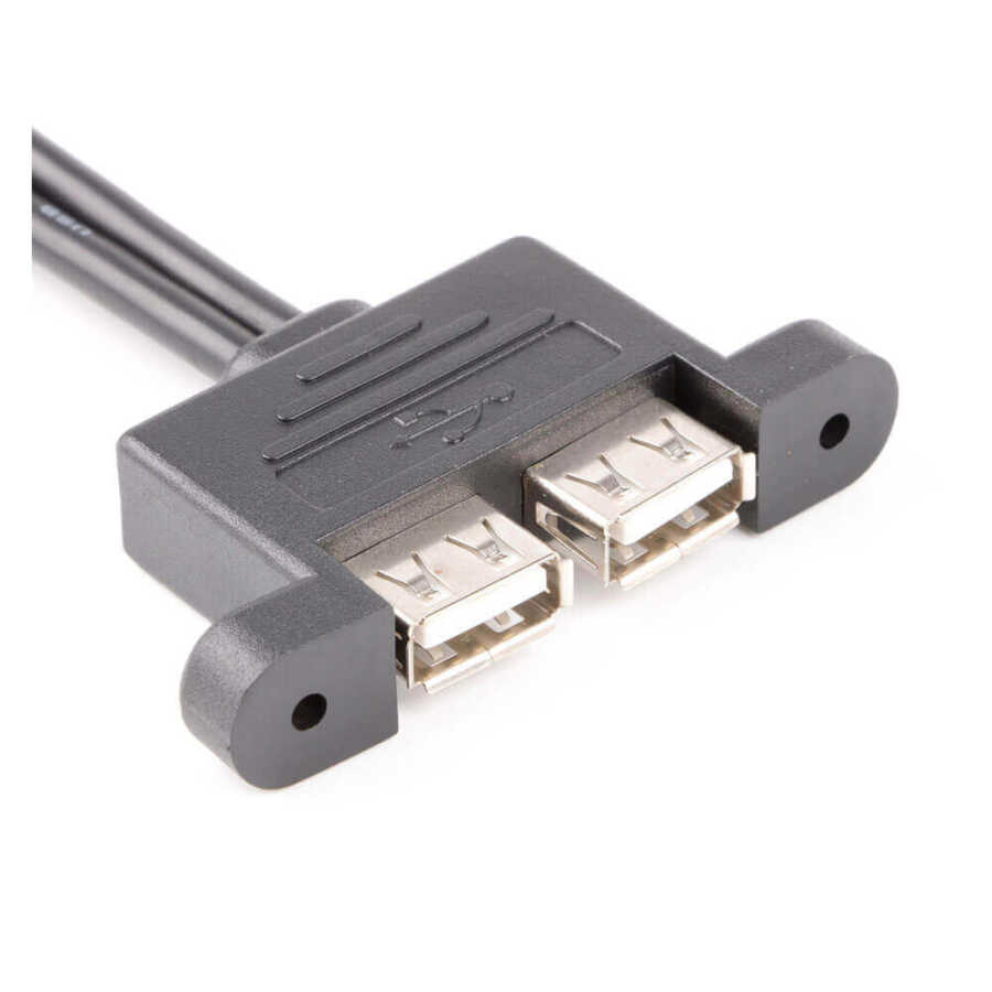 9 pin Anakart Jumper Soketi to 2x USB A Dişi Panel Tipi Kablo - 30cm