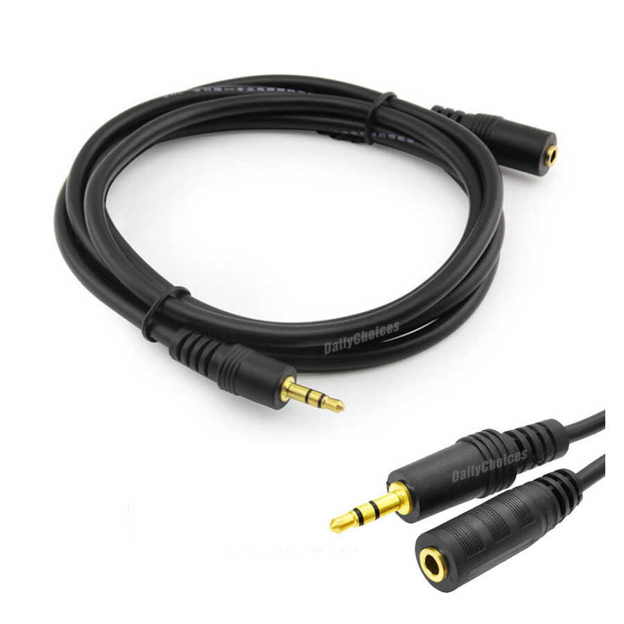 Kulaklık Ses Hoparlör Uzatma Kablosu 3.5mm Stereo Uzatma Kablosu Altın Uç - 1mt