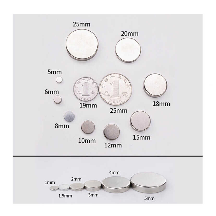 15x15mm Neodyum Mıknatıs Neodim Magnet Yuvarlak