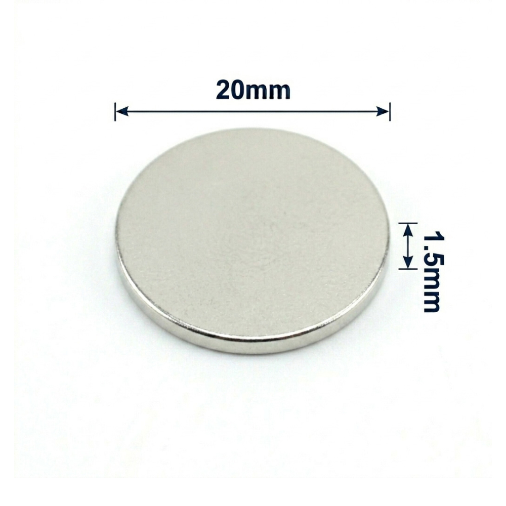 20x1.5mm Neodyum Mıknatıs Neodim Magnet Yuvarlak