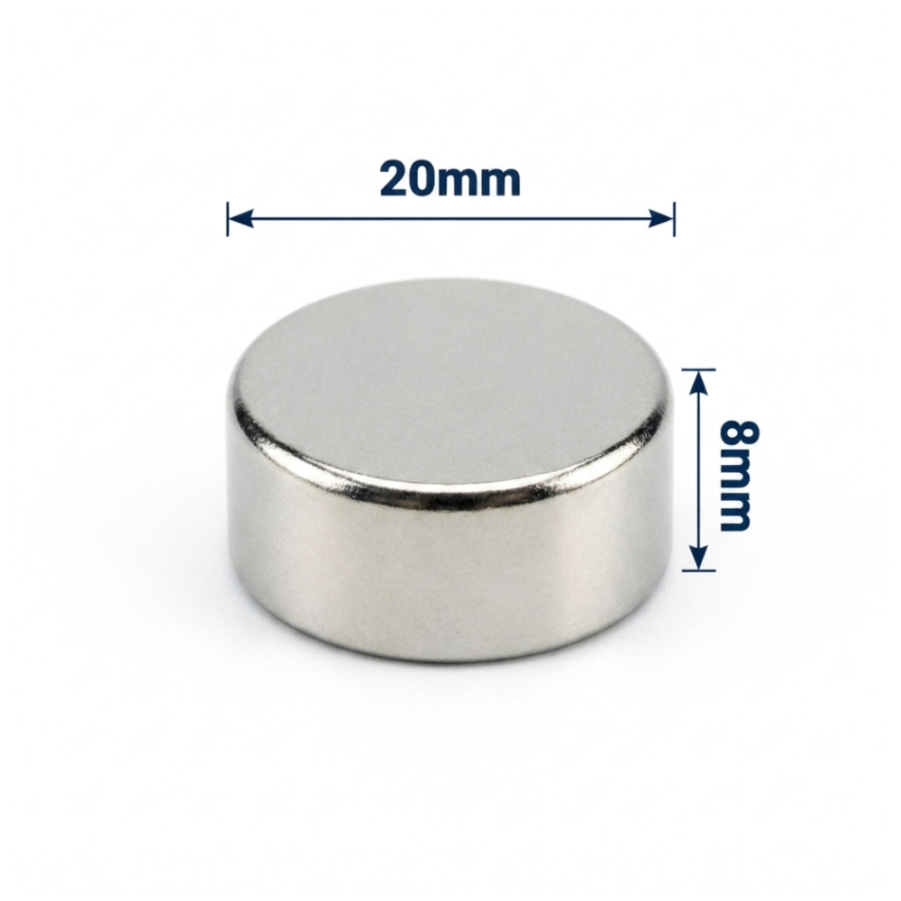 20x8mm Neodyum Mıknatıs Neodim Magnet Yuvarlak