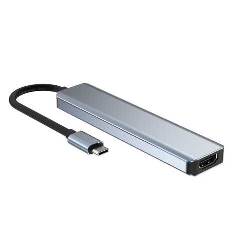 TYPE-C to HDMI 4K@30Hz Kablo + SD/ TF Kart Okuyucu + USB3.0 + 2xUSB2.0 + PD 87W 7in1 Çevirici