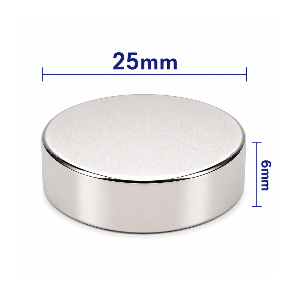 25x6mm Neodyum Mıknatıs Neodim Magnet Yuvarlak