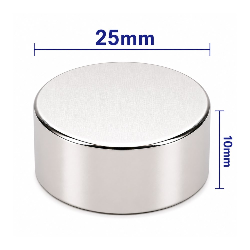25x10mm Neodyum Mıknatıs Neodim Magnet Yuvarlak