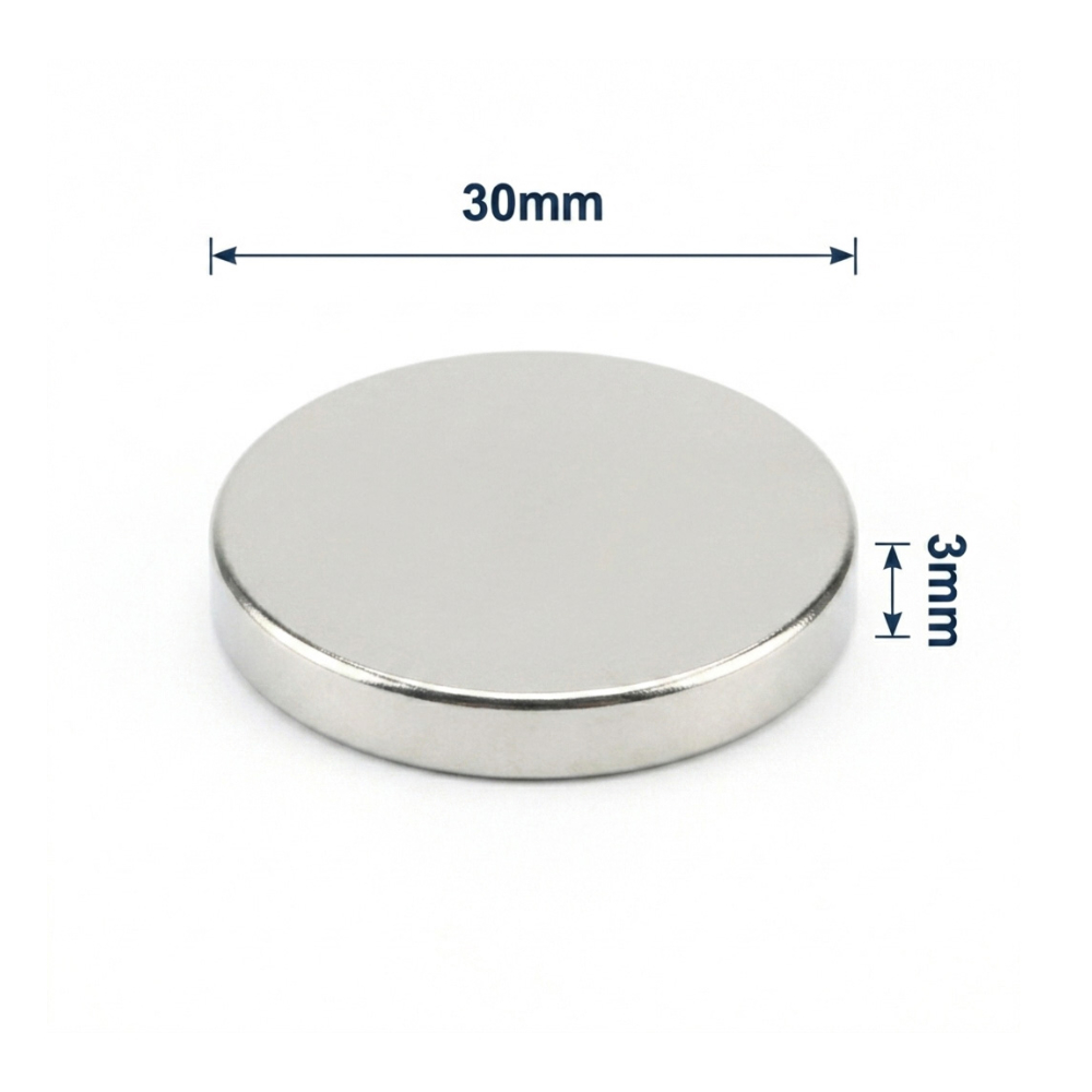 30x3mm Neodyum Mıknatıs Neodim Magnet Yuvarlak