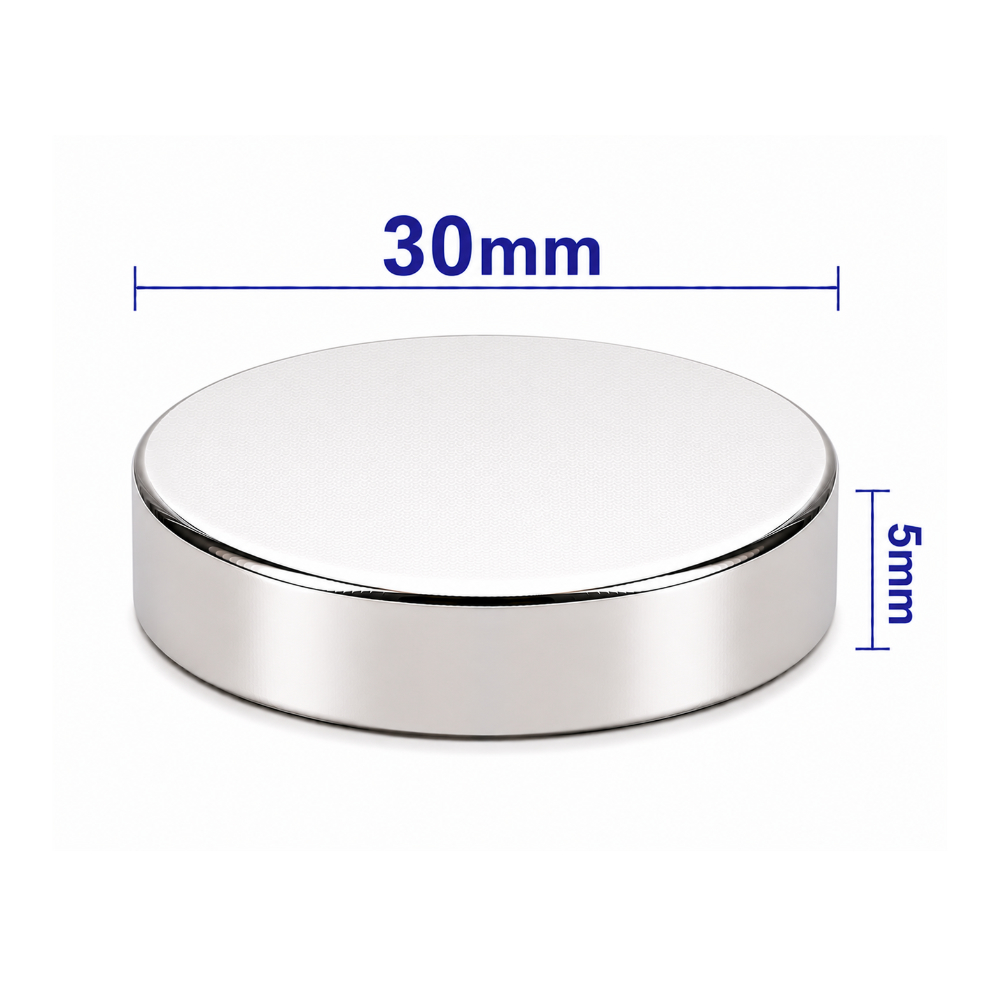 30x5mm Neodyum Mıknatıs Neodim Magnet Yuvarlak