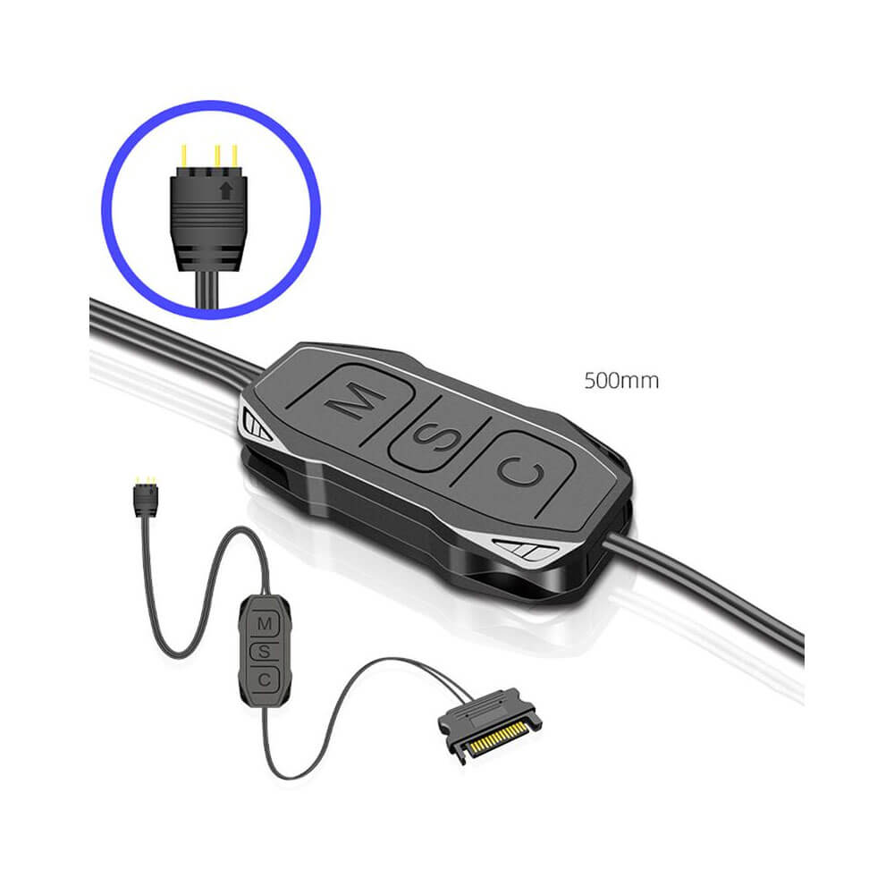 CoolMoon AR-1 5V 3Pin ARGB LED Kontrol Cihazı - Sata 15 Pin Güç - RGB Fan Şerit Led Denetleyici