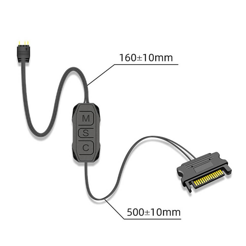 CoolMoon AR-1 5V 3Pin ARGB LED Kontrol Cihazı - Sata 15 Pin Güç - RGB Fan Şerit Led Denetleyici