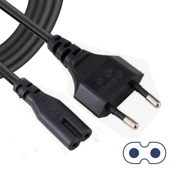 Teyp Fişi - Notebook Adaptör Işıldak Power Güç Kablosu 2 Pin