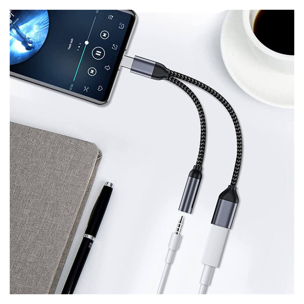 Type C To 3.5mm Stereo Kulaklık Şarj Çevirici Dönüştürücü Kablo Aux Ses Kablosu