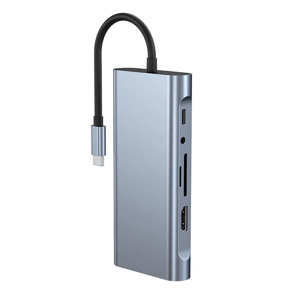 Type-C to Hdmi 4K@30Hz, VGA 1080P, RJ45 Ethernet, 4*USB Çoklayıcı Hub, Kart Okuyucu + Ses, PD 87W