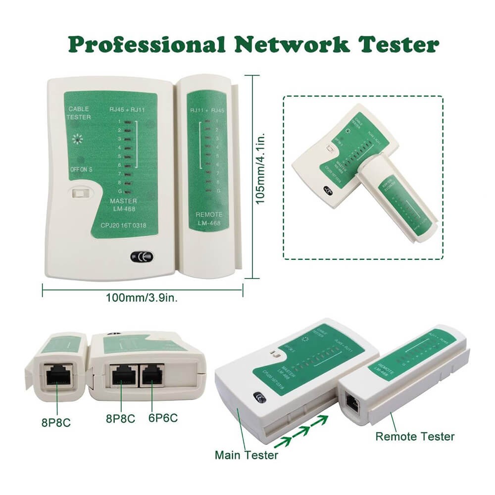 Network Tester Rj45/Rj11 Adsl İnternet Kablo Test Cihazı Cat5/6