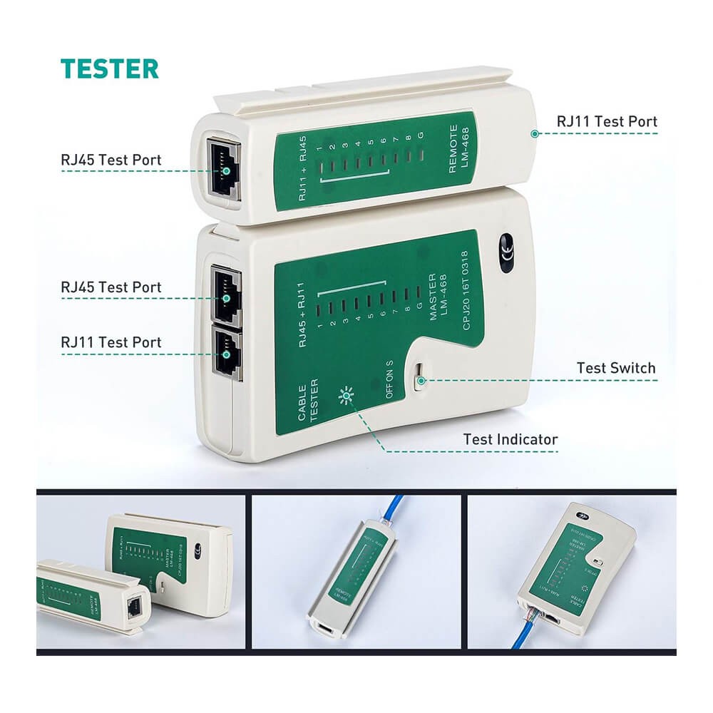 Network Tester Rj45/Rj11 Adsl İnternet Kablo Test Cihazı Cat5/6