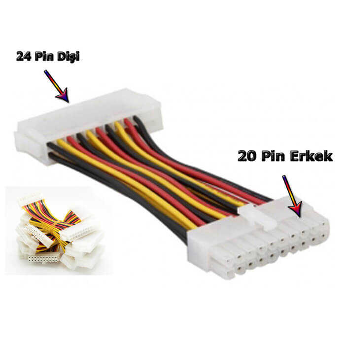 24 Pin 20 Pin ATX Power Dişi Erkek Dönüştürücü Kablo 24 Pin Dişi 20 Pin Erkek