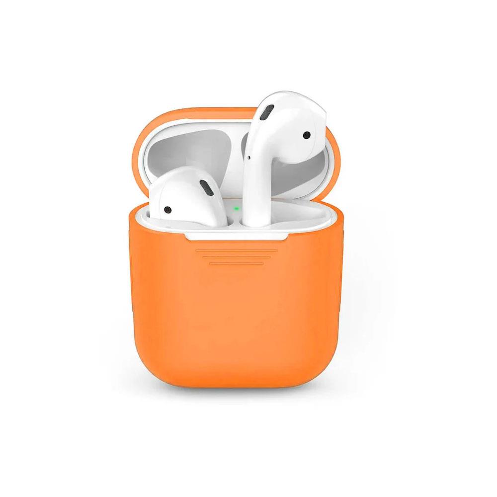 Apple Airpods 1. Ve 2. Nesil Uyumlu Silikon Koruma Kılıfı - Silikon Koruyucu Kılıf - Turuncu - AP1