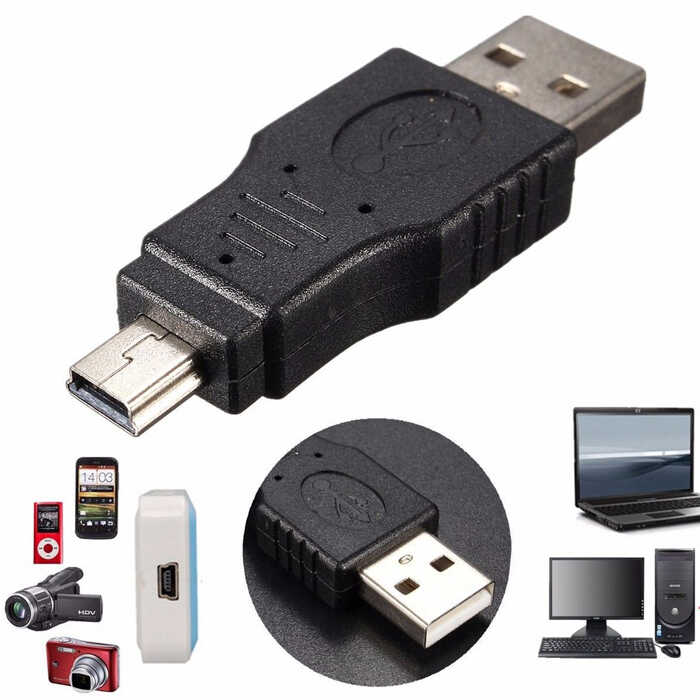 5 pin USB Erkek to USB Erkek - Mini USB Çevirici
