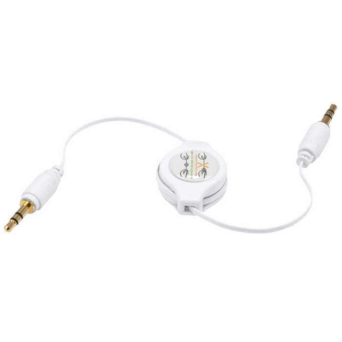 3.5mm Aux Stereo Stereo Ses Kablosu Makaralı Auks Zip Kablo - Beyaz