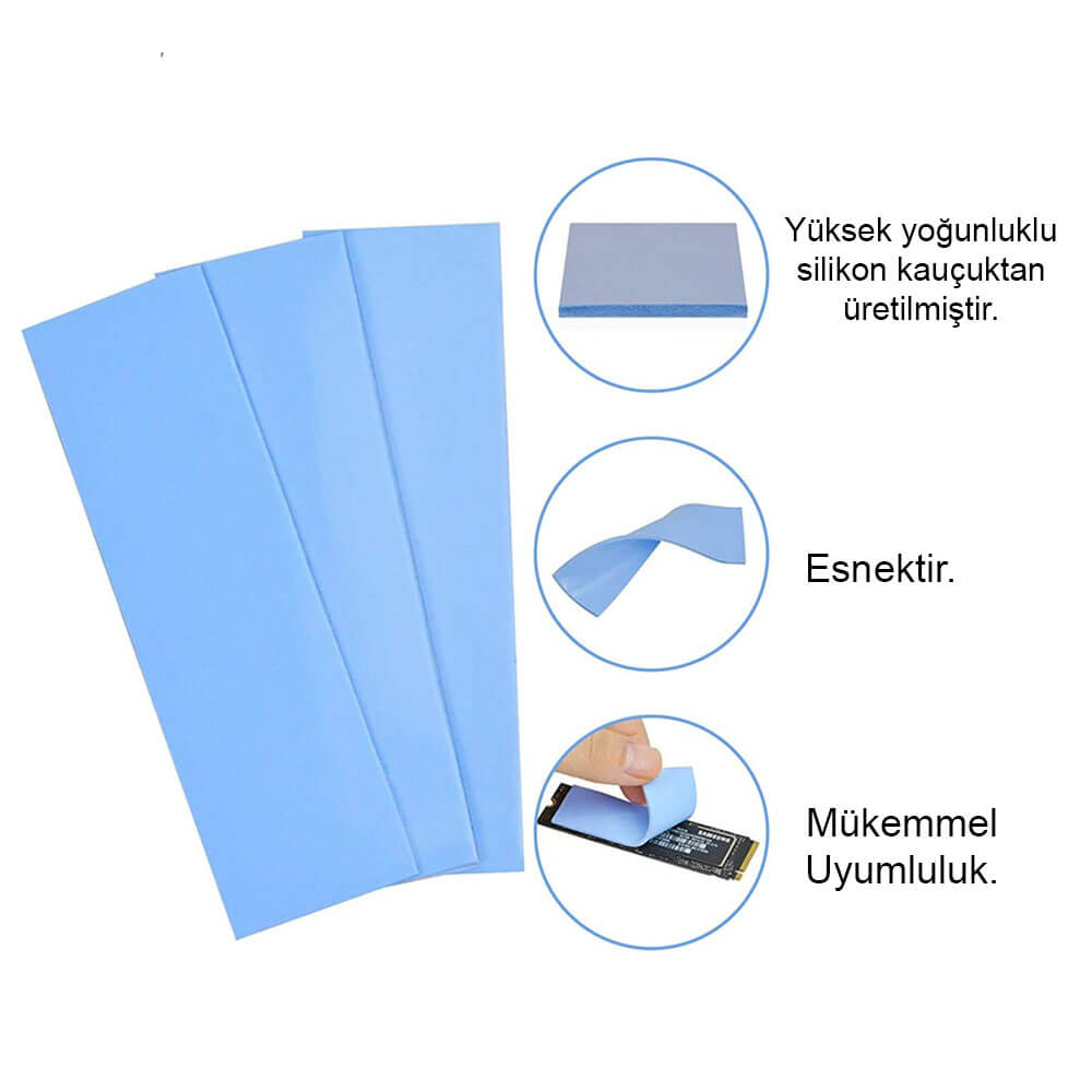 0.5mm - Chipset Soğutucu Termal Pad Ped 22*70mm Mavi 3.6W/m.k - TP25