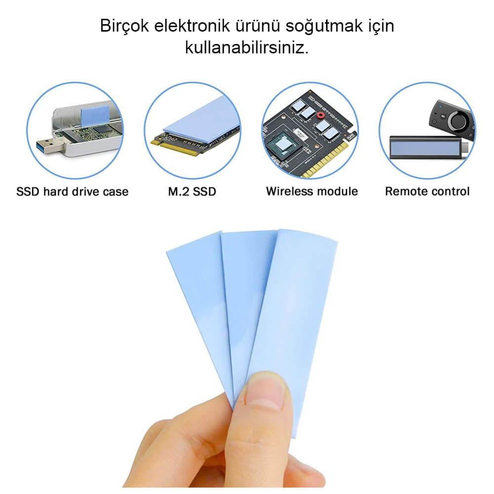 1mm 22x70mm Termal Pad M2 Ssd Chipset Soğutucu 7x2cm Silikon İletken Mavi 3 6w/mk - TP26