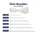 20Cm Kablo Bağı Cırt Kelepçe Kablo Toplama 100 Lü Paket Beyaz