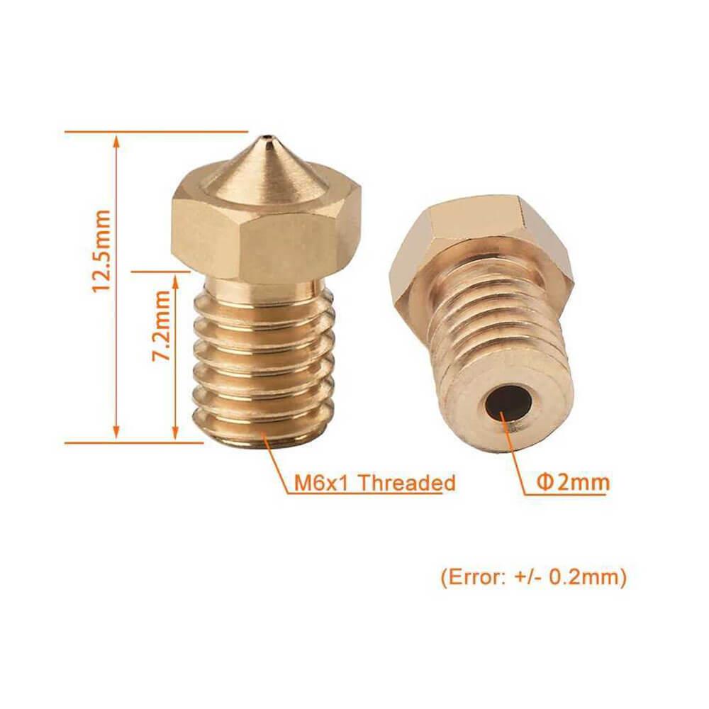 3D Yazıcı Extruder M6 1.75mm/ 0.3mm V5/V6 Pirinç Nozzle Baskı Kafası - GD17