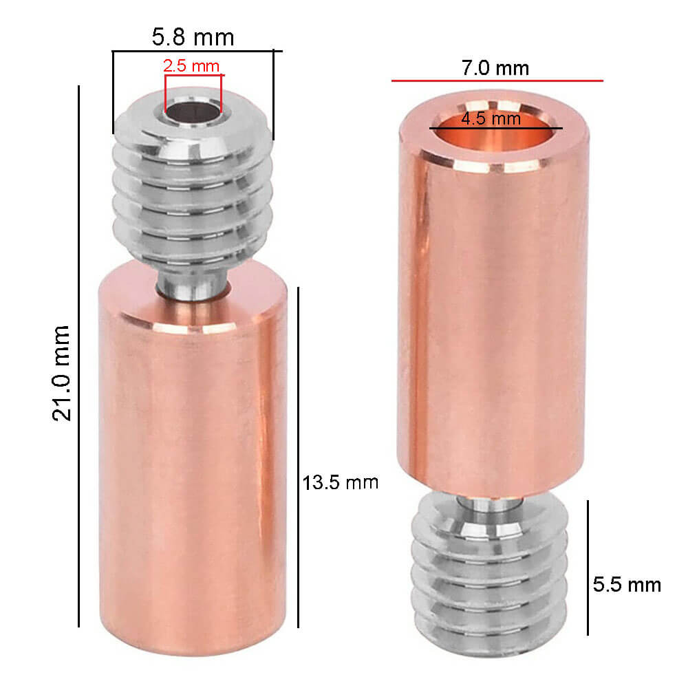 3D Yazıcı Titanyum Alaşımlı V6 Hotend Metal Boru Boğazı M6 Pürüzsüz Sürüm - GD33
