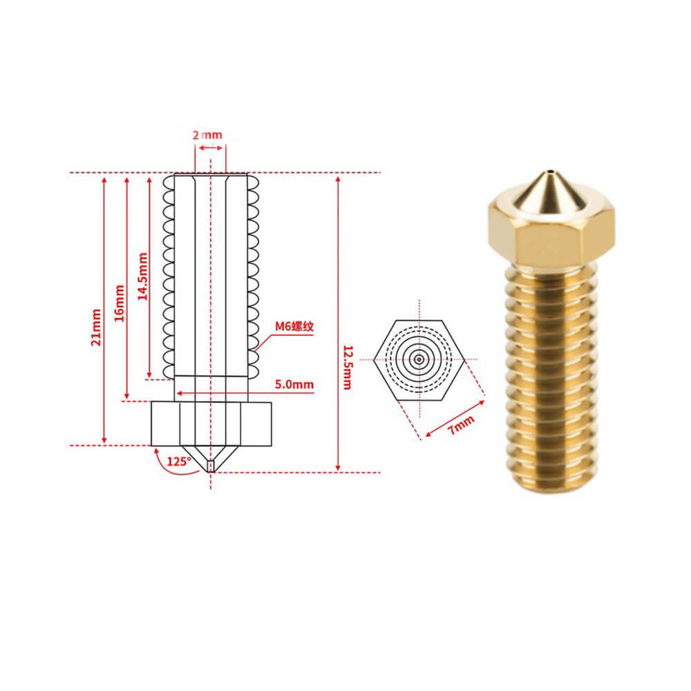 3D Yazıcı Extruder M6 Filament 1.75mm/ 0.2mm Baskı Kafası Volkan Nozzle - GD51
